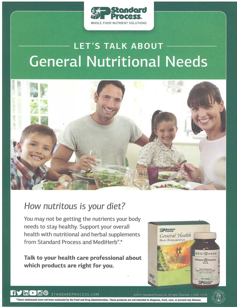 Standard Process general nutrition supplements flyer