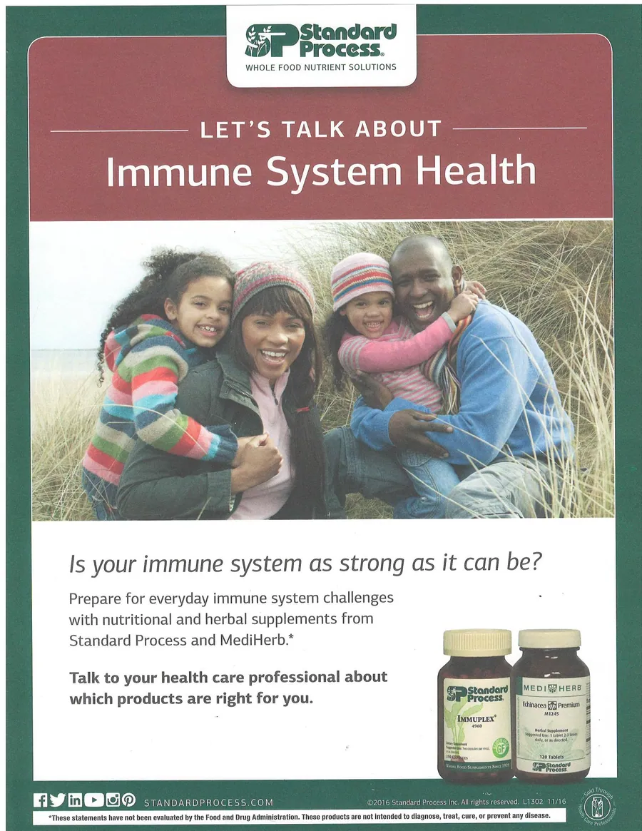 Standard Process immune health supplements flyer